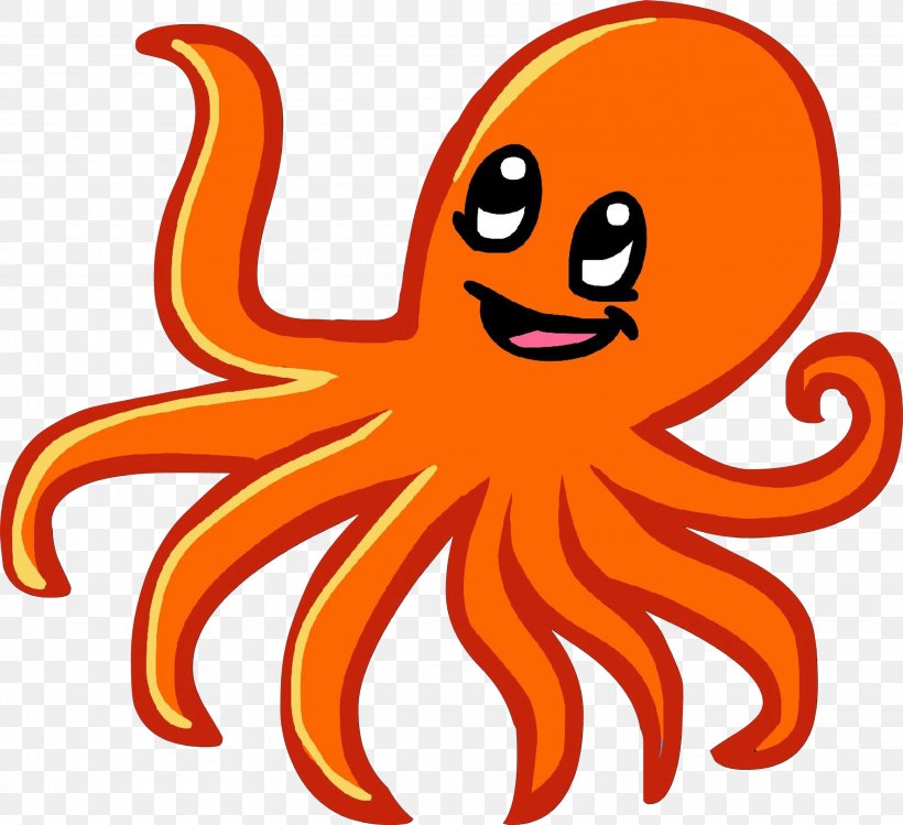 Orange, PNG, 3064x2802px, Cartoon, Giant Pacific Octopus, Marine Invertebrates, Octopus, Orange Download Free