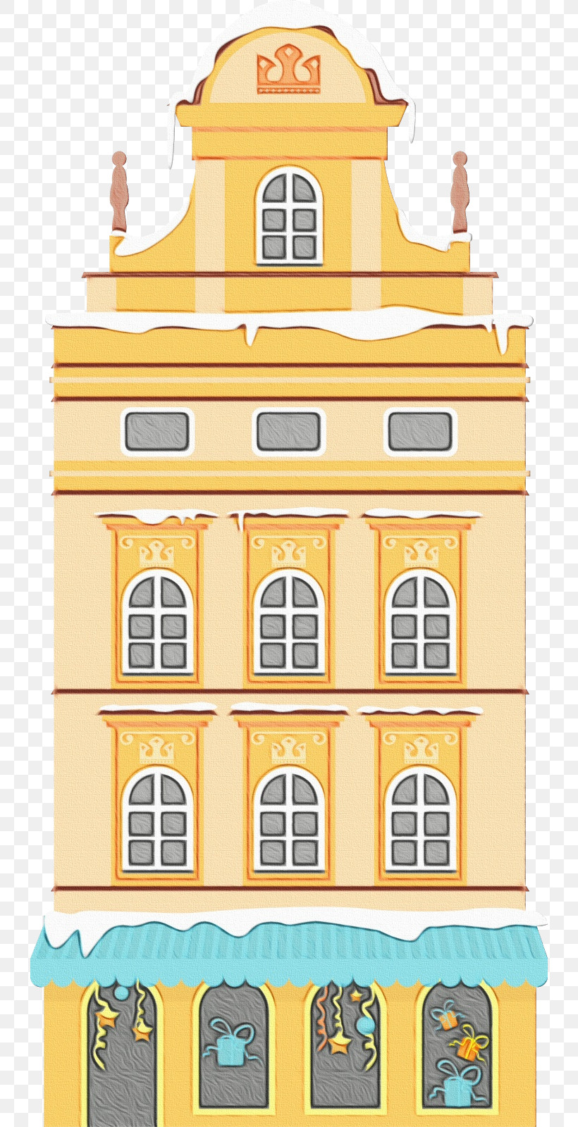 Yellow Line Facade Tower Building, PNG, 734x1600px, Watercolor, Architecture, Bell Tower, Building, Facade Download Free