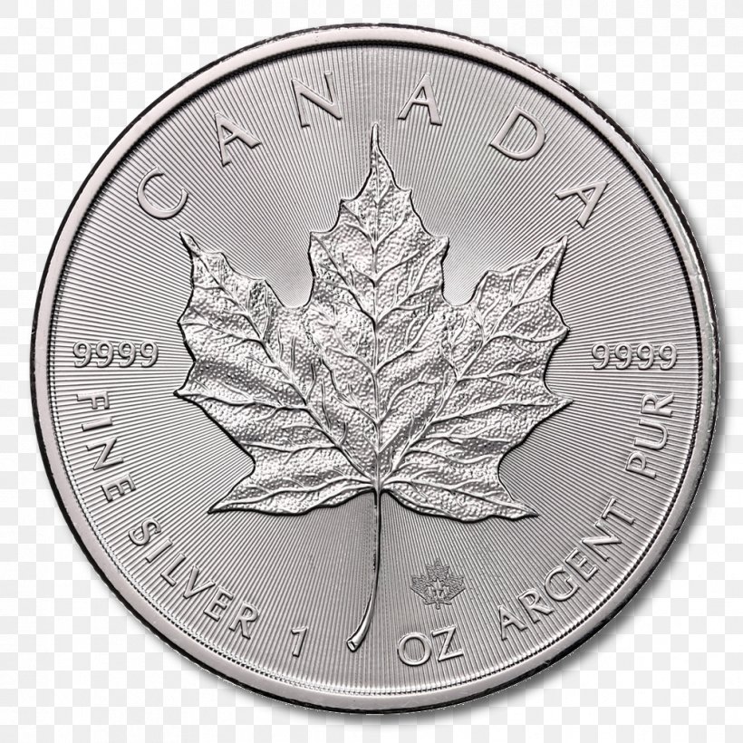 Canadian Silver Maple Leaf Canadian Gold Maple Leaf Bullion Coin, PNG, 1009x1009px, Canadian Silver Maple Leaf, American Gold Eagle, American Silver Eagle, Black And White, Bullion Download Free