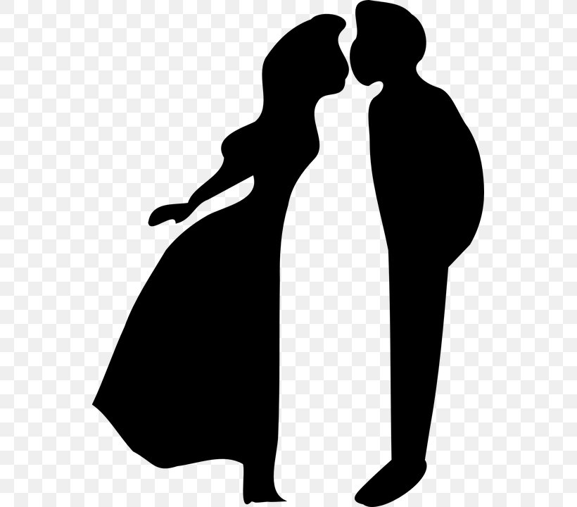 Kiss Silhouette Intimate Relationship Clip Art, PNG, 557x720px, Kiss, Black And White, Couple, Flightless Bird, Human Behavior Download Free