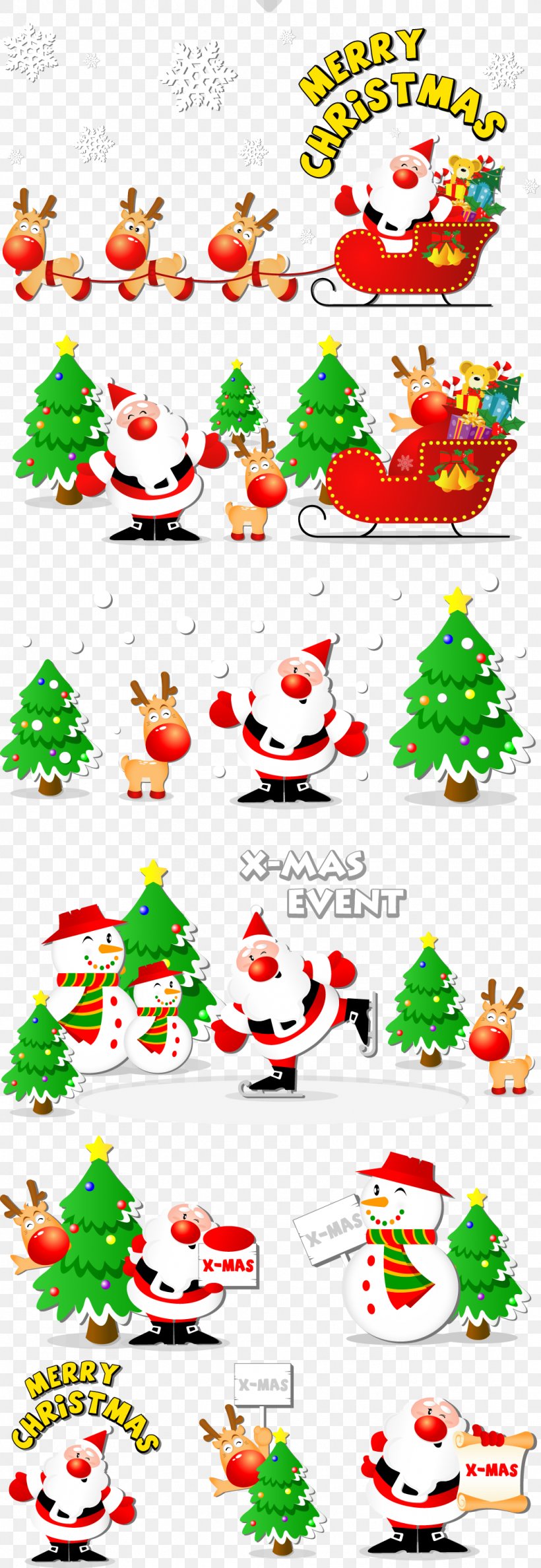 Santa Claus Snegurochka Reindeer Christmas Tree, PNG, 1061x3074px, Ded Moroz, Area, Art, Artwork, Border Download Free