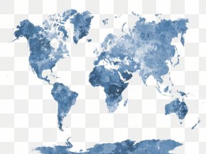 Beautiful Watercolor World Map Design - World Map Watercolor Painting AllPosters.com PNG