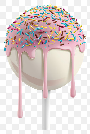 Easter Sunday - Cake Pop With Pink Frosting And Sprinkles PNG