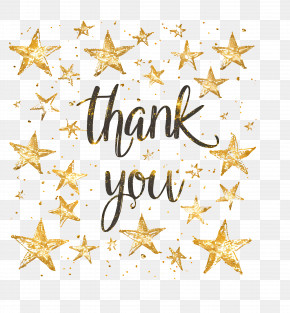 Thank You - Thank You With Golden Stars PNG