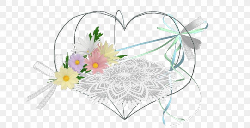 Floral Design Cut Flowers Lace MMD, PNG, 900x461px, Watercolor, Cartoon, Flower, Frame, Heart Download Free