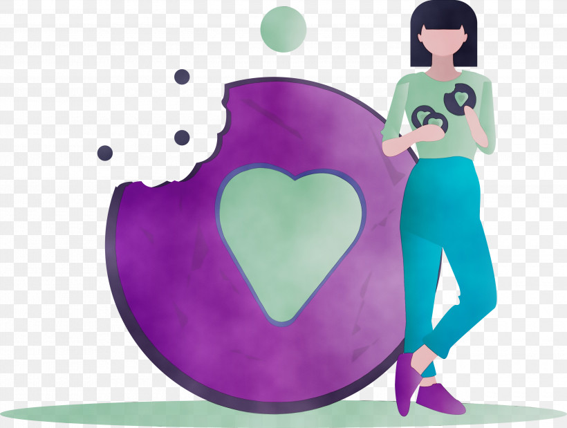 Purple Violet Cartoon Heart Animation, PNG, 3000x2267px, Cookie, Animation, Cartoon, Girl, Heart Download Free