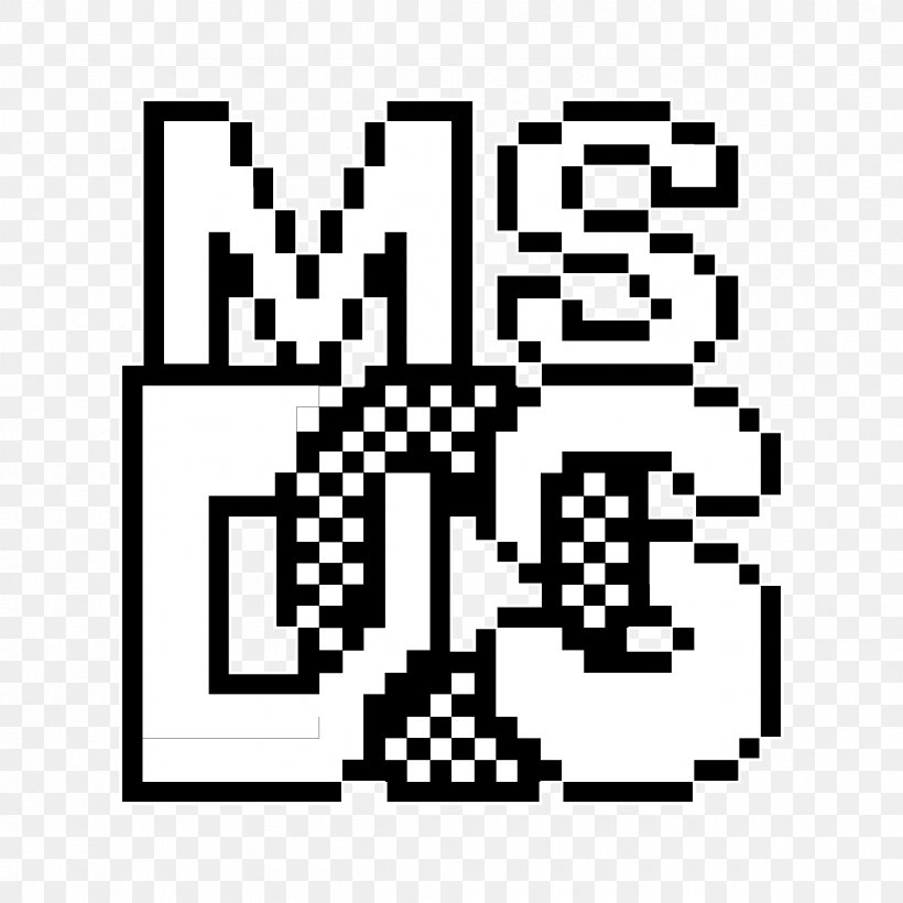 MS-DOS Disk Operating System Operating Systems, PNG, 2400x2400px, Msdos, Area, Black, Black And White, Brand Download Free