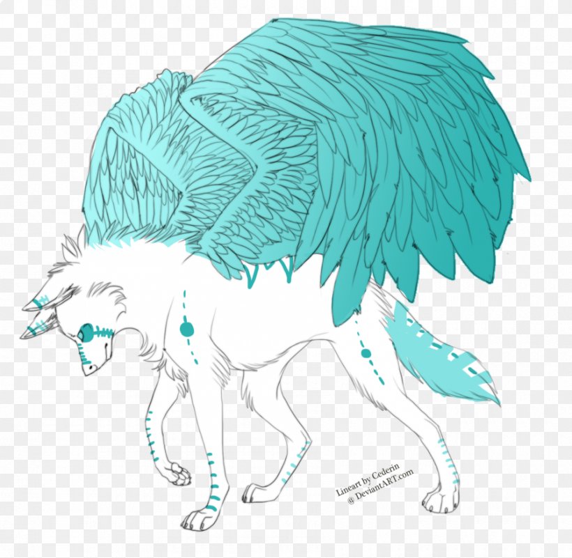 wolf with wings lineart