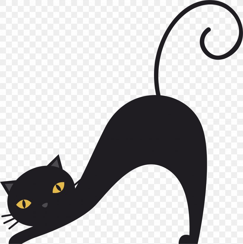 A Stretched Black Cat, PNG, 2670x2678px, Cat, Black, Black And White, Black Cat, Carnivoran Download Free