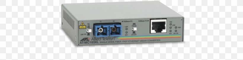 Fiber Media Converter Allied Telesis AT MC103XL Fast Ethernet, PNG, 1200x298px, Fiber Media Converter, Allied Telesis, Electrical Connector, Electronics Accessory, Ethernet Download Free
