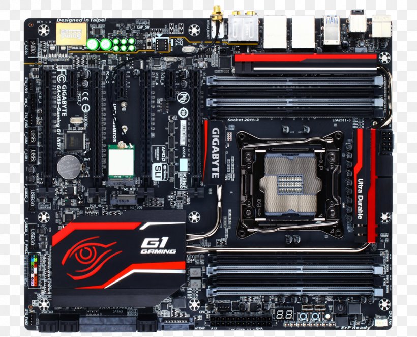 Motherboard Intel X99 LGA 2011 Gigabyte GA-X99-Gaming G1 WIFI Gigabyte Technology, PNG, 1000x808px, Motherboard, Atx, Central Processing Unit, Computer, Computer Accessory Download Free