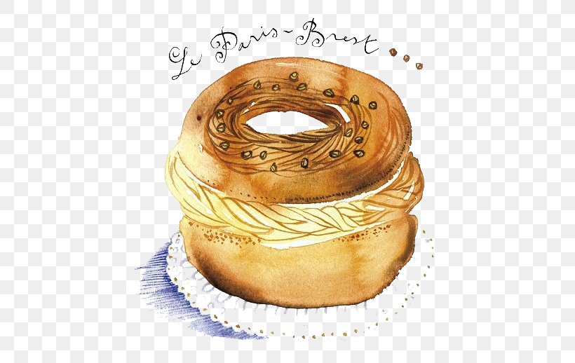 French Cuisine Food Illustrator Painting Illustration, PNG, 500x518px, French Cuisine, Art, Bagel, Baked Goods, Danish Pastry Download Free