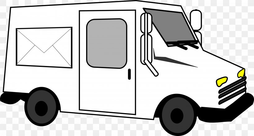 Compact Van Car United States Postal Service Commercial Vehicle, PNG, 4958x2657px, Compact Van, Automotive Design, Black And White, Brand, Car Download Free