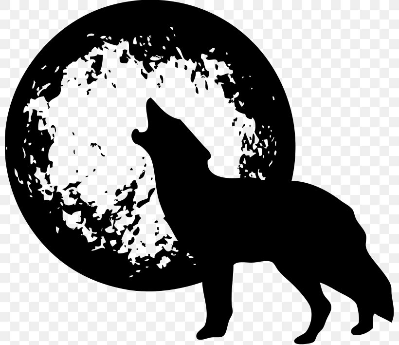Dog Full Moon Clip Art, PNG, 800x708px, Dog, Aullido, Black, Black And White, Carnivoran Download Free