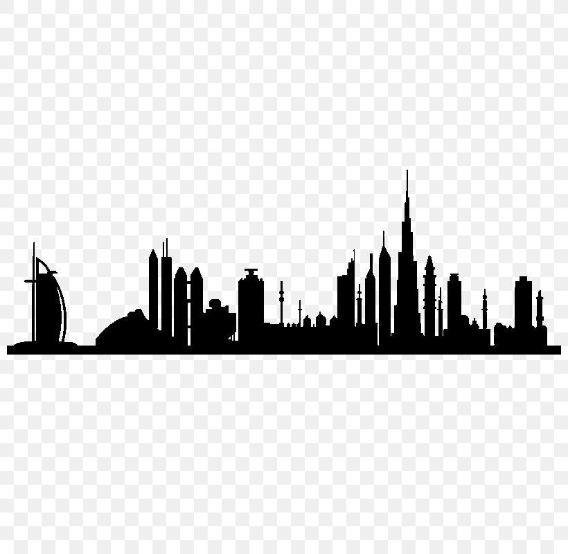Dubai Cities: Skylines Silhouette, PNG, 800x800px, Dubai, Black And White, Cities Skylines, City, Landmark Download Free