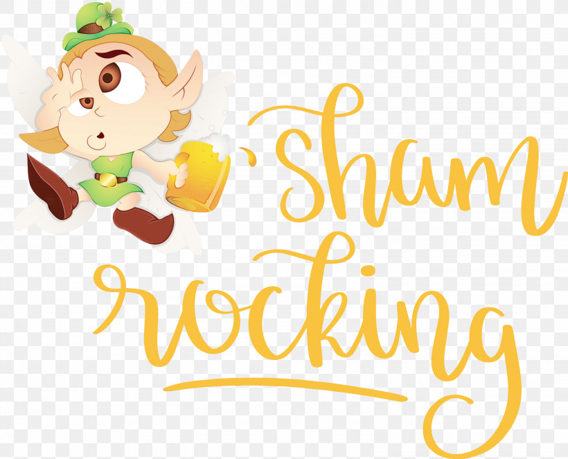 Cartoon Greeting Card Logo Yellow Character, PNG, 3000x2428px, St Patricks Day, Cartoon, Character, Flower, Fruit Download Free