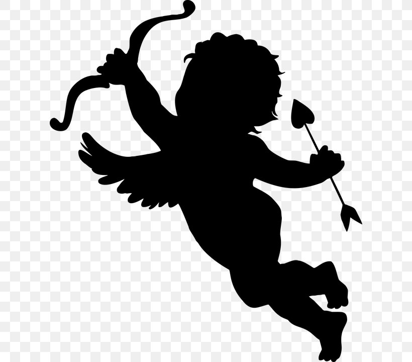 Cupid Silhouette Clip Art, PNG, 622x720px, Cupid, Art, Autocad Dxf, Black And White, Drawing Download Free