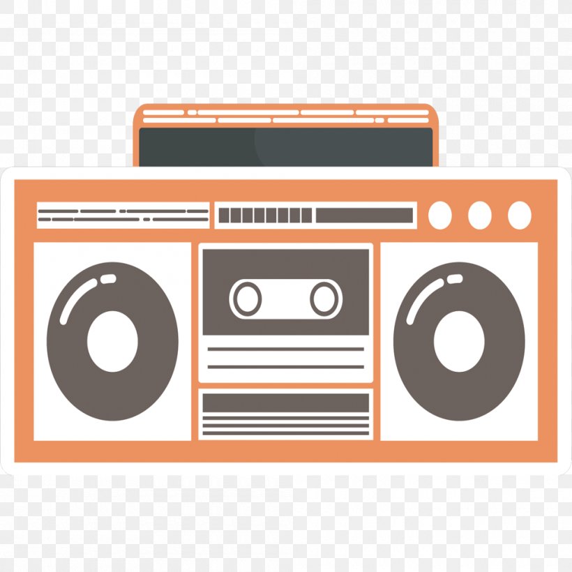 Boombox Graphic Design Radio, PNG, 1000x1000px, Boombox, Area, Brand, Compact Cassette, Electronics Download Free