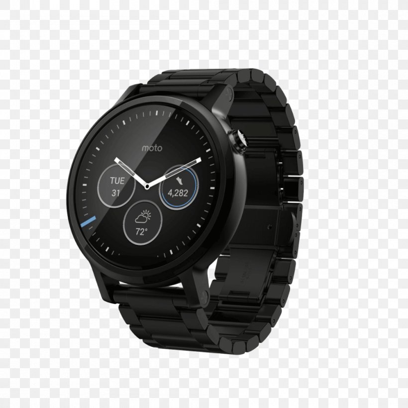 Moto 360 (2nd Generation) Smartwatch Mobile Phones Wear OS Motorola Mobility, PNG, 1000x1000px, Moto 360 2nd Generation, Ampere Hour, Android, Black, Brand Download Free