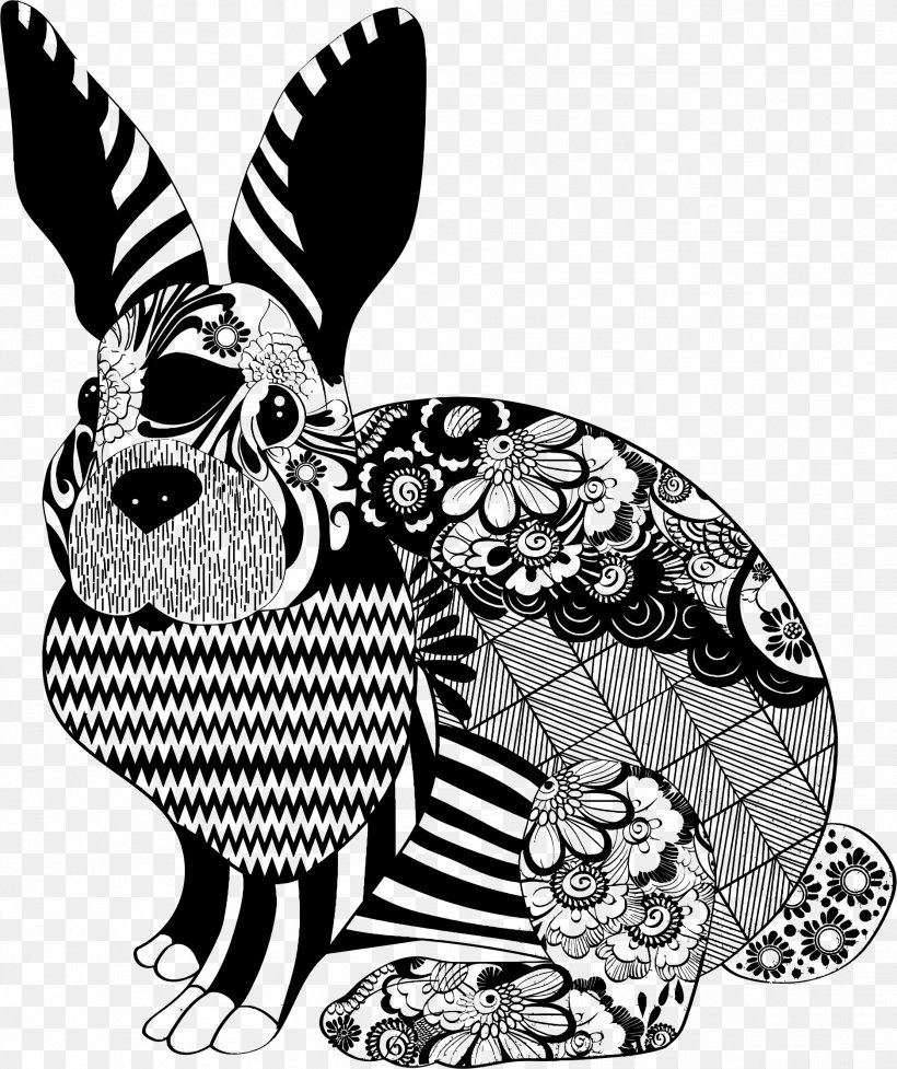 Lionhead Rabbit T-shirt Hare, PNG, 1874x2234px, Rabbit, Art, Black And White, Carnivoran, Dog Like Mammal Download Free