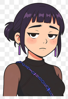 Zoey Kpop Demon Hunters - Moody Purple-Haired Girl Portrait PNG