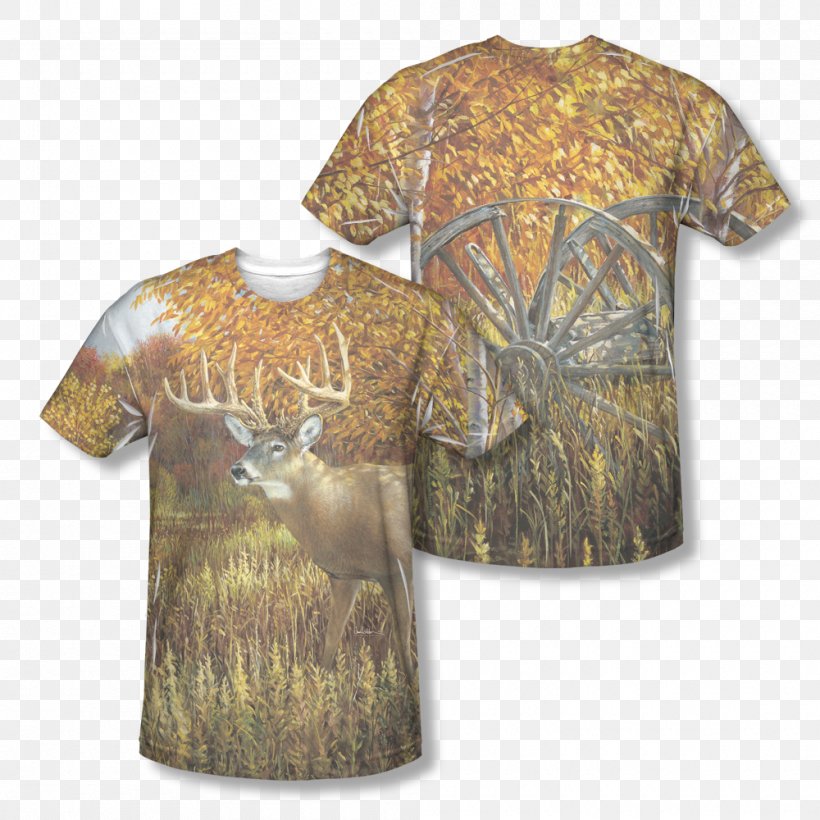 T-shirt Deer Hoodie Sleeve All Over Print, PNG, 1000x1000px, Tshirt, All Over Print, Clothing, Clothing Sizes, Color Download Free