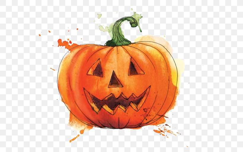 Jack-o'-lantern Calabaza Pumpkin Watercolor Painting Gourd, PNG, 600x516px, Jacko Lantern, Art, Calabaza, Carving, Color Download Free