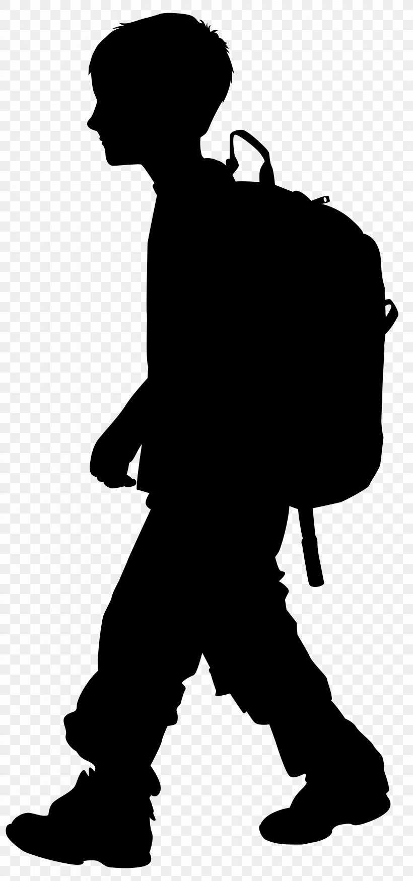 Silhouette Clip Art, PNG, 3748x8000px, Silhouette, Art, Backpack, Black And White, Child Download Free