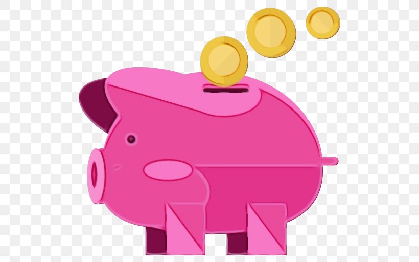 Piggy Bank, PNG, 512x512px, Watercolor, Domestic Pig, Paint, Paper, Piggy Bank Download Free