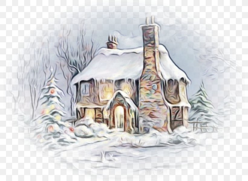 Hut House Winter Sketch Cottage, PNG, 800x600px, Watercolor, Building, Cottage, Home, House Download Free