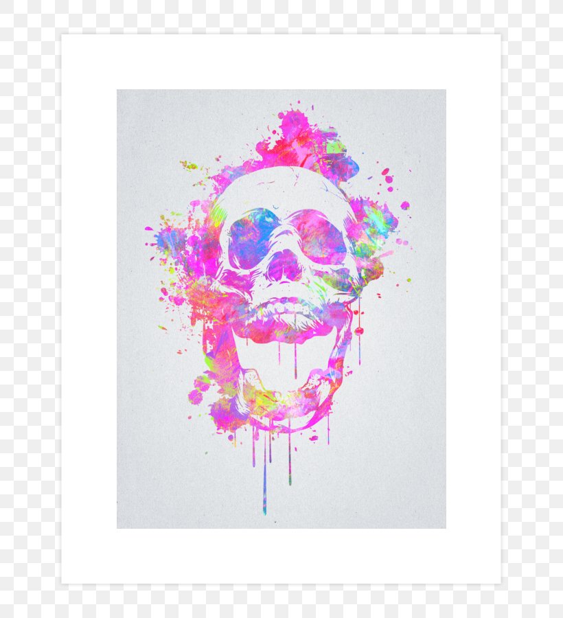 T-shirt Art Watercolor Painting Skull, PNG, 740x900px, Tshirt, Art, Bandana, Bone, Color Download Free