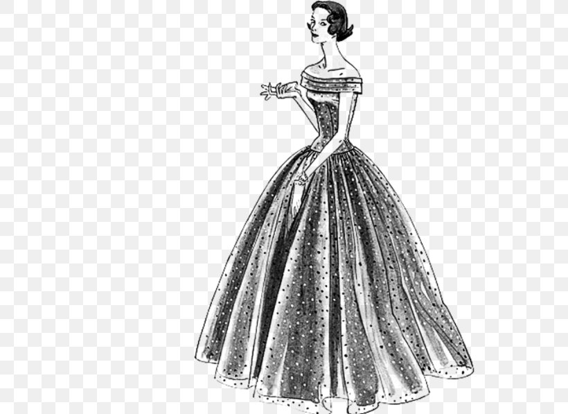 Evening Gown Dress Butterick Publishing Company Simplicity Pattern Pattern, PNG, 597x597px, Evening Gown, Artwork, Ball Gown, Black And White, Butterick Publishing Company Download Free