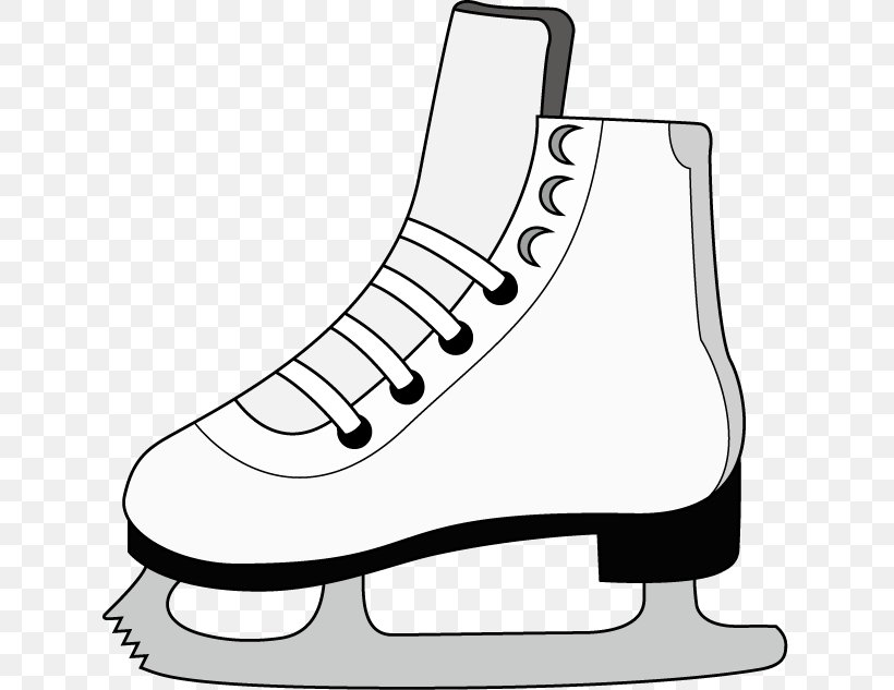 Shoe Ice Skating Ice Skates Sport Clip Art, PNG, 631x633px, Shoe, Area, Artwork, Black, Black And White Download Free