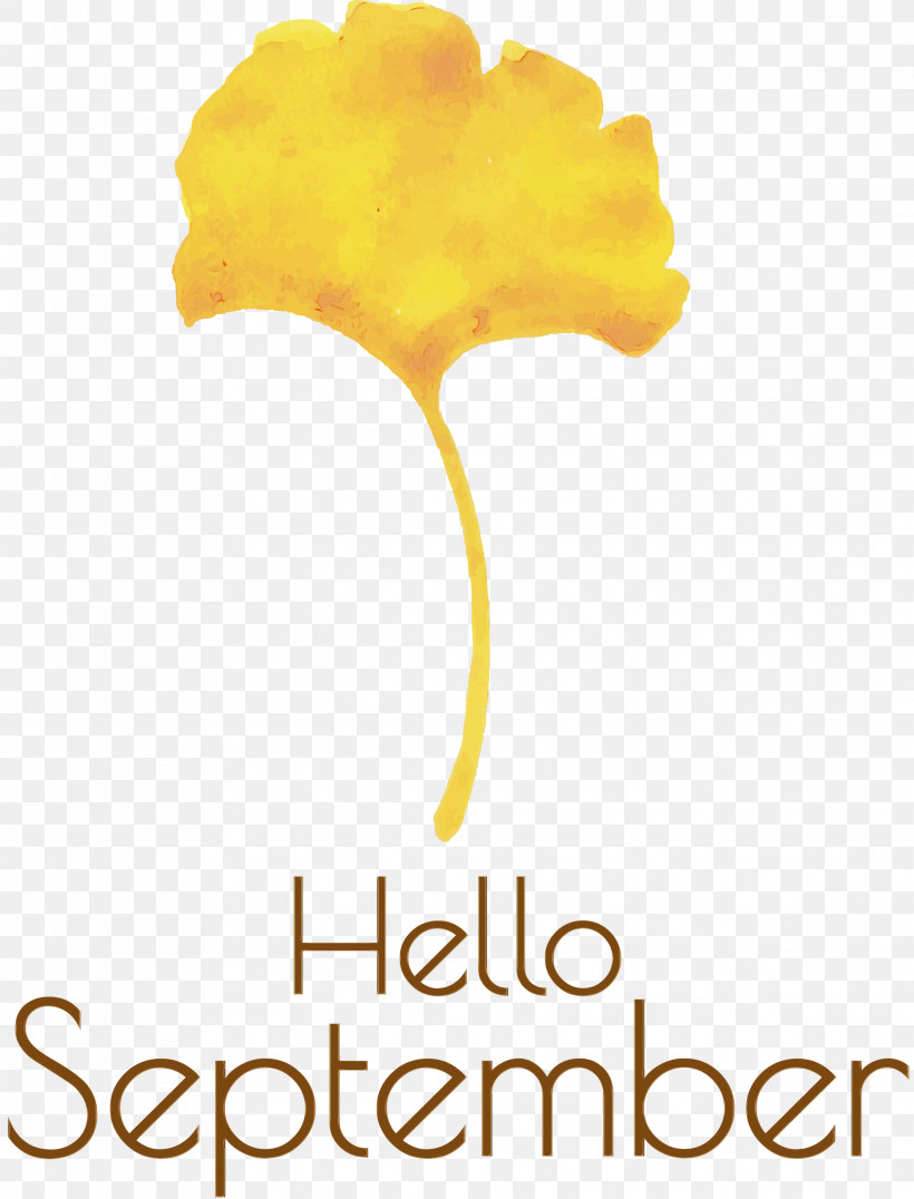 Yellow Flower Petal Font Tree, PNG, 2286x3000px, Hello September, Flower, Meter, Paint, Petal Download Free