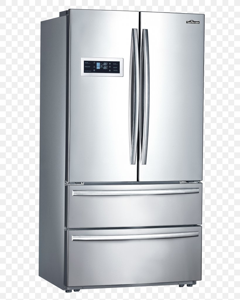 Refrigerator Whirlpool Corporation Auto-defrost Thor Kitchen HRF3601F Home Appliance, PNG, 604x1024px, Refrigerator, Autodefrost, Cooking Ranges, Door, Freezers Download Free