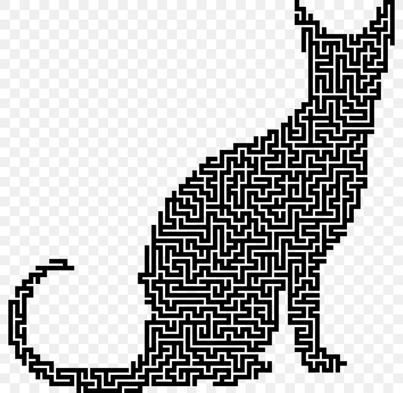 Cat Kitten Maze Puzzle Clip Art, PNG, 786x800px, Cat, Area, Art, Black, Black And White Download Free