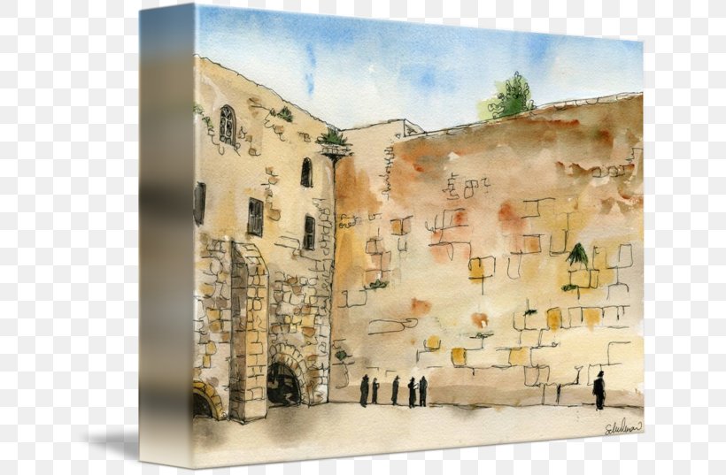 Watercolor Painting Western Wall Gallery Wrap Canvas, PNG, 650x537px, Watercolor Painting, Art, Canvas, Facade, Gallery Wrap Download Free