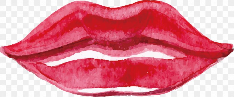 Lip Watercolor Painting Kiss, PNG, 1717x716px, Lip, Cartoon, Color, Drawing, Kiss Download Free