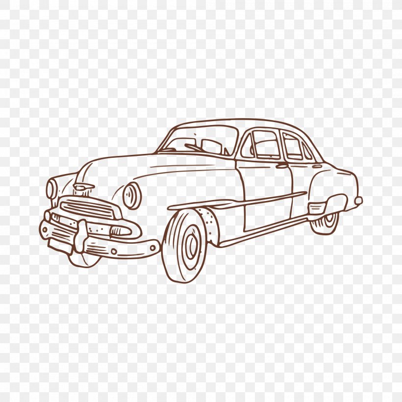 Vintage Car Euclidean Vector, PNG, 2000x2000px, Car, Automotive Design, Black And White, Brand, Classic Car Download Free
