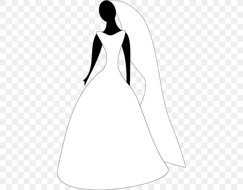 Wedding Dress Robe Clip Art Gown, PNG, 434x640px, Wedding Dress, Arm, Artwork, Black, Black And White Download Free