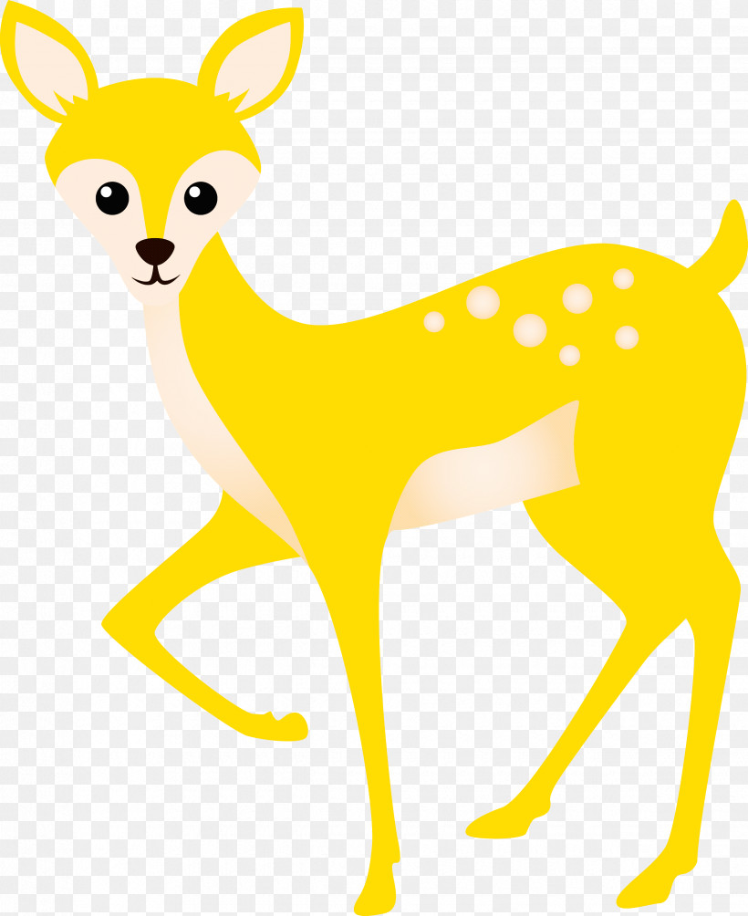 Yellow Wildlife Animal Figure Deer Tail, PNG, 2450x3000px, Watercolor Deer, Animal Figure, Deer, Fawn, Tail Download Free