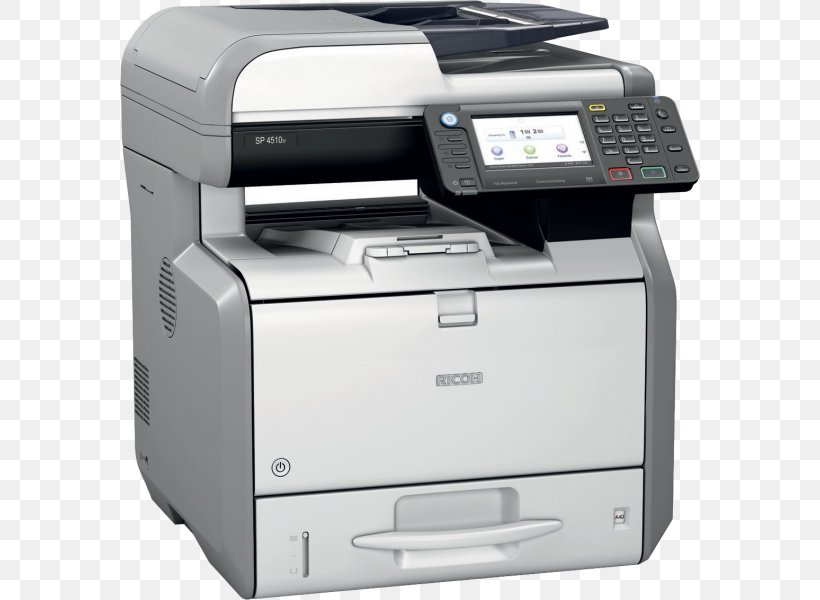 Multi-function Printer Ricoh Photocopier Printing, PNG, 800x600px, Multifunction Printer, Automatic Document Feeder, Black And White, Electronic Device, Fax Download Free