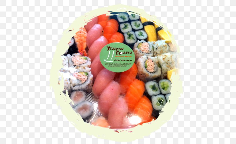 Sushi Japanese Cuisine Teriyaki Corner Restaurant Bistro, PNG, 500x500px, Sushi, Asian Food, Bistro, Comfort Food, Cuisine Download Free