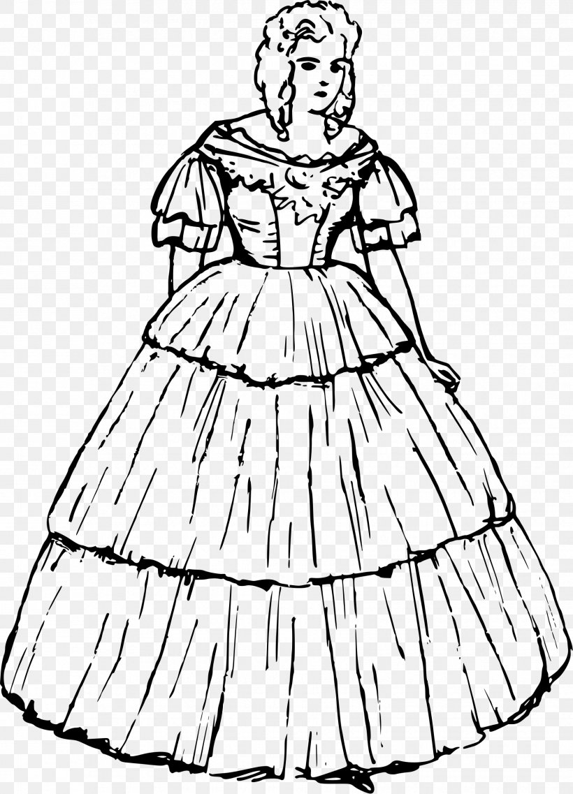 Dress Ruffle Woman Clothing T-shirt, PNG, 1730x2400px, Dress, Artwork, Black And White, Clothing, Costume Download Free