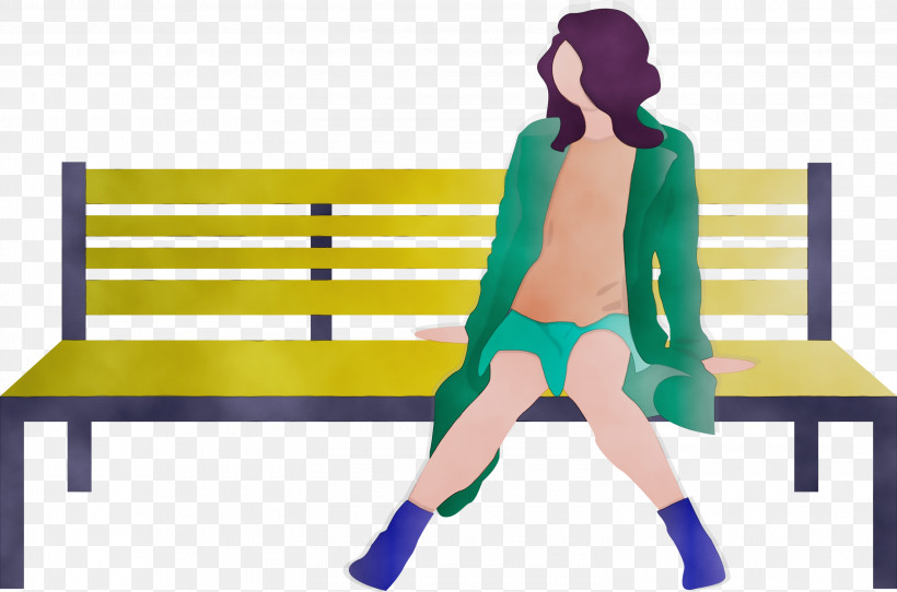 Furniture Line Sitting Table, PNG, 3000x1984px, Park Bench, Furniture, Girl, Line, Paint Download Free