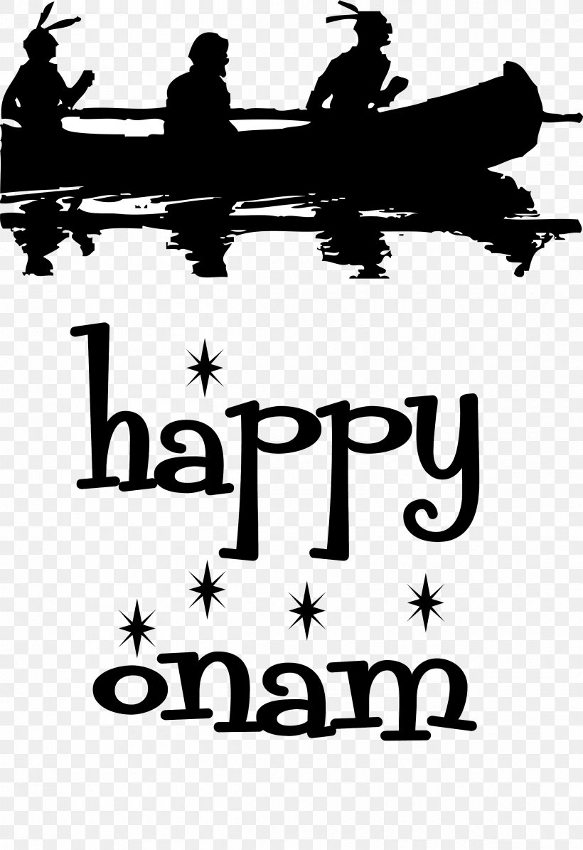 Happy Onam Text Boat Canoe., PNG, 2400x3500px, Logo, Americans, Black And White, Brand, Canoe Download Free