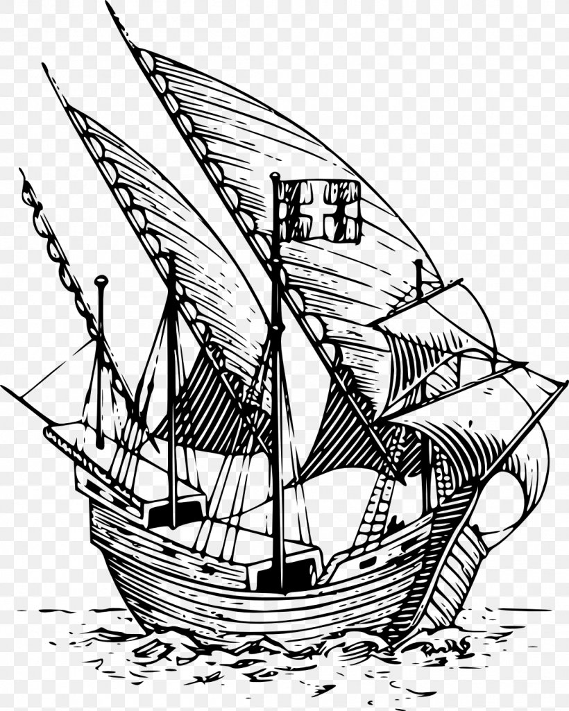 Caravel Sailing Ship Clip Art, PNG, 1152x1440px, Caravel, Artwork, Baltimore Clipper, Barque, Black And White Download Free