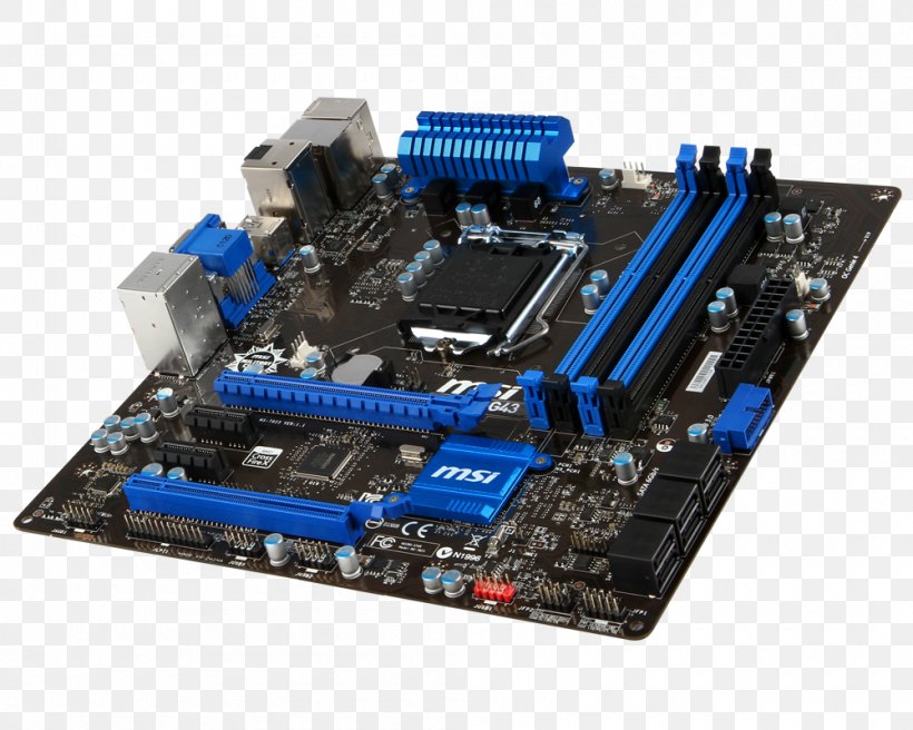 Intel Motherboard MSI H61M-P20 LGA 1150, PNG, 1000x800px, Intel, Atx, Computer Component, Computer Cooling, Computer Hardware Download Free