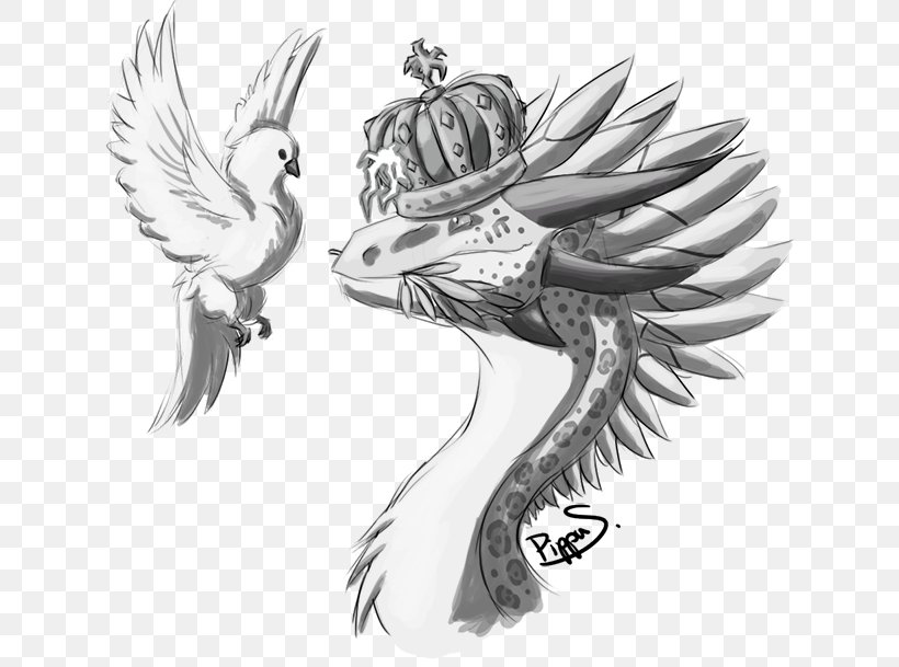 Bird Of Prey Legendary Creature Beak Sketch, PNG, 650x609px, Bird, Art, Beak, Bird Of Prey, Black And White Download Free