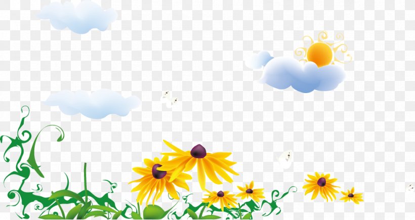 Common Sunflower Euclidean Vector, PNG, 978x520px, Common Sunflower, Cloud, Daisy, Daisy Family, Flora Download Free